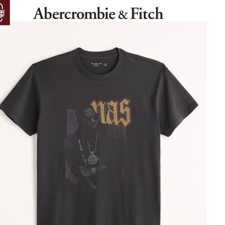 เสื้อยืด ผ้าฝ้าย พิมพ์ลาย Abercrombie &amp; Fitch Nas 90s ทรงหลวม สําหรับผู้ชาย