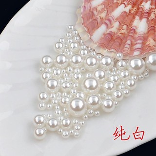 Korea pure white round imitation pearl mobile phone case with diamond DIY handmade headdress hair jewelry material kit accessories