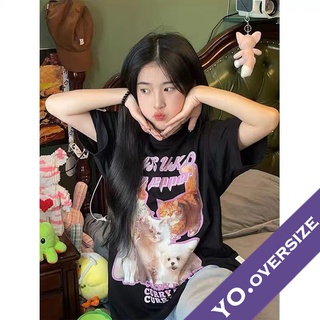 Yo.oversize 🌟20392  เสื้อโอเวอร์ไซส์ oversize ลายแมวส้ม😺