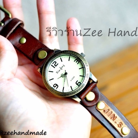 นาฬิกาหนังแท้Handmadeตอกชื่อฟรี แจ้งคำสลักก่อนกดสั่งซื้อนะคะ