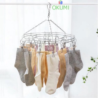 OKUMI_SHOP [ลูกค้าใหม่1 บาท] ที่หนีบผ้าราวหนีบผ้าสแตนเลสแบบกลม 20 ตัวหนีบ(0001）