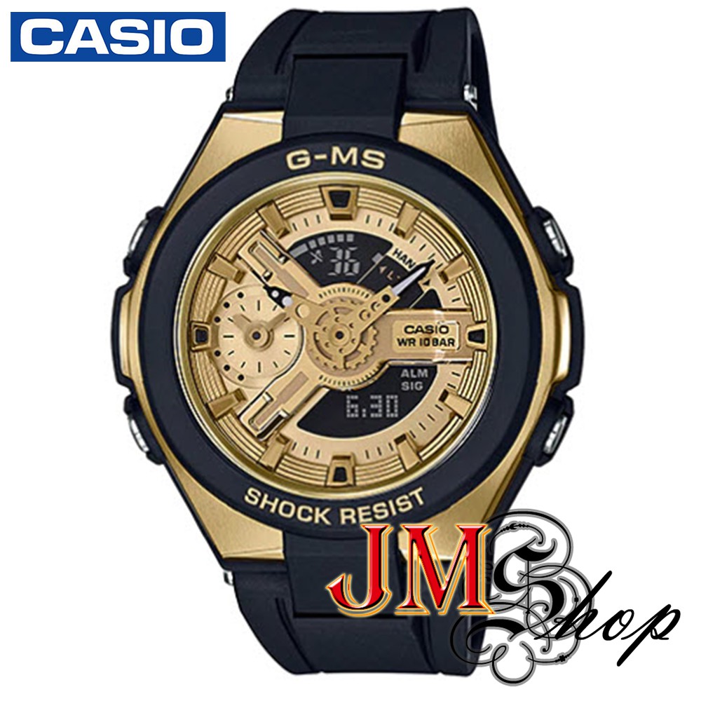 Casio Baby-g G-MS นาฬิกาข้อมือผู้หญิง สายเรซิ่น รุ่น MSG-400G-1A2DR (สีดำ / ทอง)