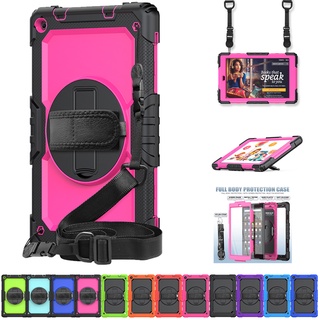 【12 colors】Amazon Kindle Fire HD 8Plus 8.0" 2020 Kindle Fire HD 10 10.1" 2019 Hybrid Triple Protection Silicone Bezel Tablet Case Cover Heavy-duty Rugged Shock and Drop Resistant Built-in Rotatable Stand with Pen Slot Shoulder Strap