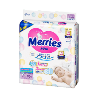 Merries Diaper Tape 90pcs. Size NB เมอร์รี่ส์ ผ้าอ้อมเด็ก ชนิด เทป