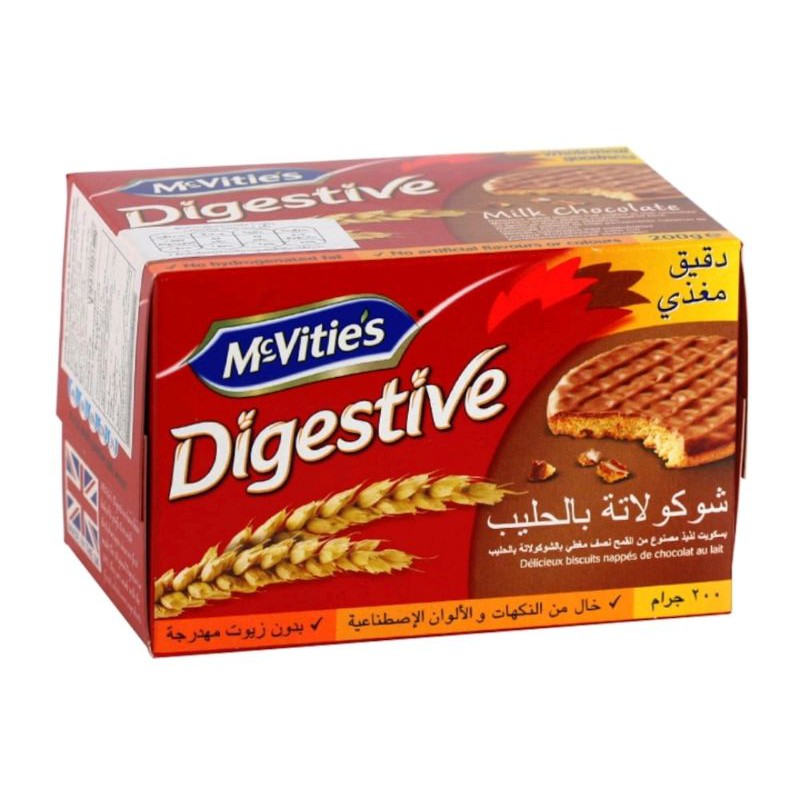 แมควิตี้ บิสกิสข้าวสาลี รสช็อกโกแลต Mcvitie's Digestive Chocolate Biscuit 200g.