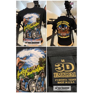 เสื้อยืดผู้ชาย เสื้อฮาเลย์ (harley davidson)  ป้าย 3D EMBLEM ผ้าบาง50/50 เสื้อผ้า เสื้อวินเทจ