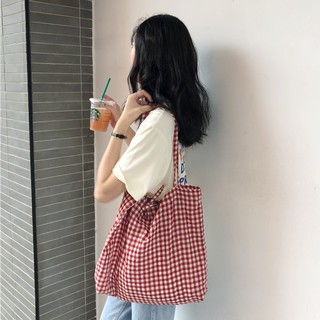 TB H001 🤩กระเป๋าผ้าลายสก๊อต 🎀สุดน่ารัก🎀 งานเนื้อผ้าดี นิ่มสะพายสะบาย😚 🍑Scotch tote bag so cute🍑