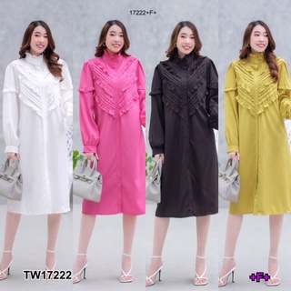 TW17222 ชุดเสื้อผ้าผู้หญิง สีขาว ชมพู ดำ เหลือง เดรสแขนยาว ทรงโอเวอร์ไซส์