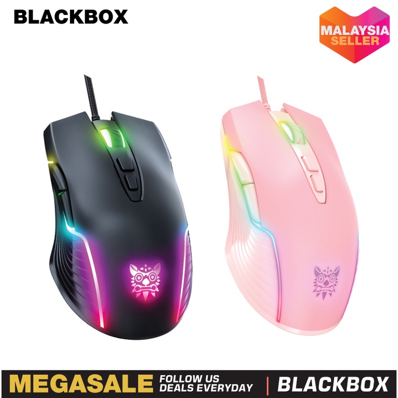 Onikuma CW905 6400 DPI เมาส์สําหรับเล่นเกมแบบมีสาย USB เมาส์เกม 7 ปุ่มการออกแบบการหายใจ LED สีสําหรั