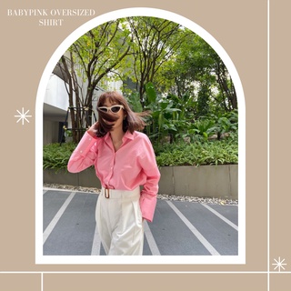 เสื้อเชิ้ต oversized Babypink ผ้าคอตตอน cotton งานตัดเย็บเอง