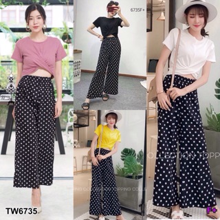 TwinsShopVip💗พร้อมส่ง TW6735 Set 2 ชิ้น เสื้อ ทรงเกาะอก