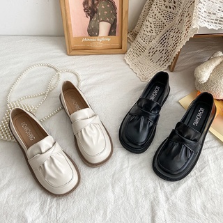 รองเท้าหนังโลฟเฟอร์ 🥿 Loafers 2021 ใหม่ Mary Jane รองเท้าผู้หญิงส้นแบนสไตล์อังกฤษรองเท้าหนังสีดำ