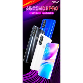 Aova A5 Reno3 Pro โทรศัพท์มือถือ หน้าจอขนาด 6.8 นิ้ว RAM 4 ROM 64 รับประกันศูนย์ไทย 1 ปี (แถมฟรี เคสใสและฟิล์มกระจก)