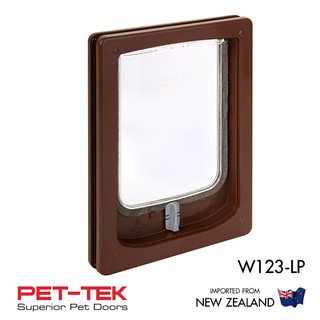 (ไม่ใช่ของจีน) ประตูแมว-ประตูสุนัข PET-TEK W123-LP สีน้ำตาล ช่อง18*23ซม. ติดกับประตูทั่วไปหนา 10-25มม. นำเข้า New Zealan