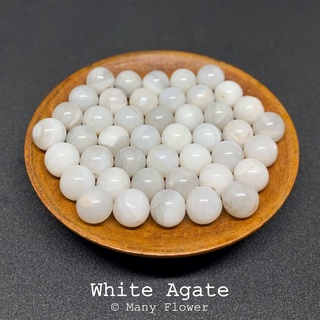 หินนำโชค โมราขาว(White Agate) ขนาด 8mm 5-10 เม็ด