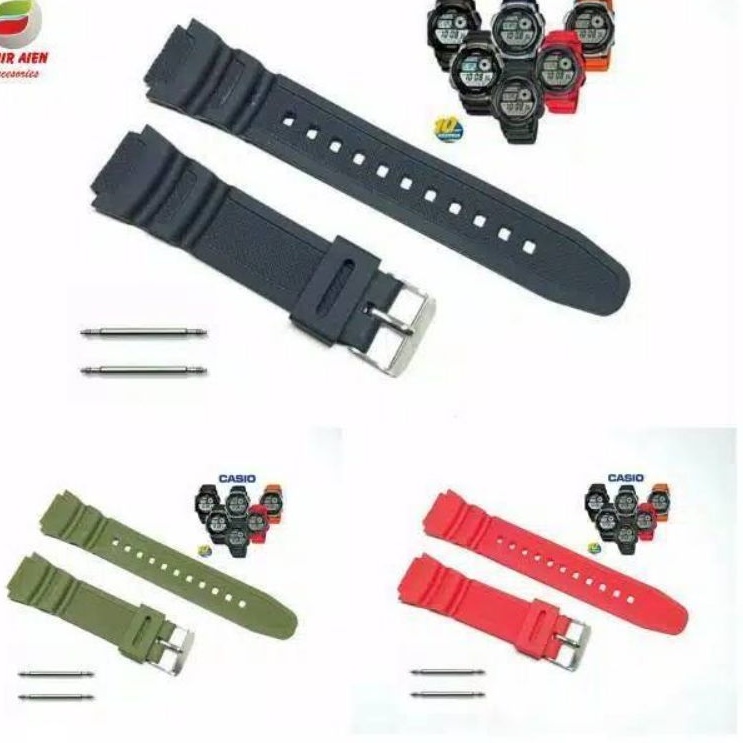 Casio W-218h w218h สายนาฬิกายางพรีเมียม ฟรีปากกา