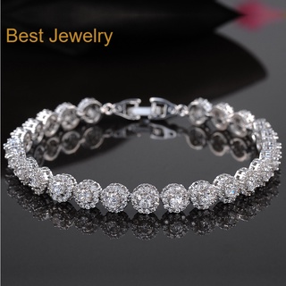 Best Jewelry ข้อมือเพชร เครื่องประดับออกงาน ประกายไฟเทีบเท่าเพชรแท้ เกรดสวย สร้อยเพชรcz