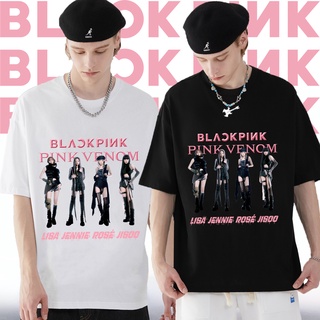 เสื้อ blackpink album pink venom แขนสั้นคอกลม เสื้อสไตล์เกาหลี หญิง Lisa Jennie Rosé Jisoo ชาย เสื้อผ้าแฟชั่น