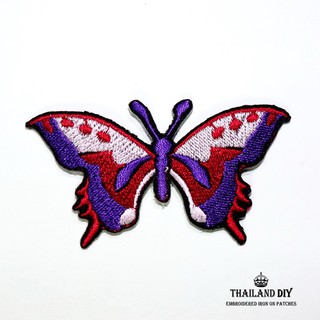 ตัวรีดผีเสื้อ ผีเสื้อ ปีกสีม่วง 7x4.5 cm Purple Butterfly Patch งานปัก DIY ตัวรีด อาร์ม ติดเสื้อ หมวก กระเป๋า สวย น่ารัก