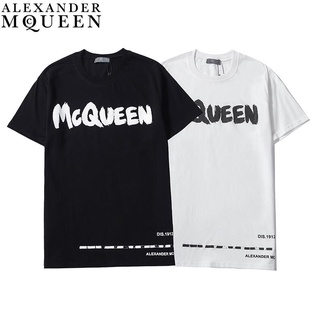 เสื้อยืดแขนสั้น ผ้าฝ้าย พิมพ์ลาย McQueen แฟชั่นสําหรับผู้ชาย และผู้หญิง