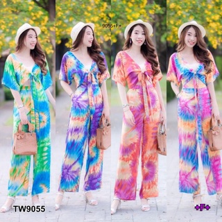 B9055 Set เสื้อผูกอก + กางเกงขายาว มัดย้อม Set tie-dye shirt + long pants
