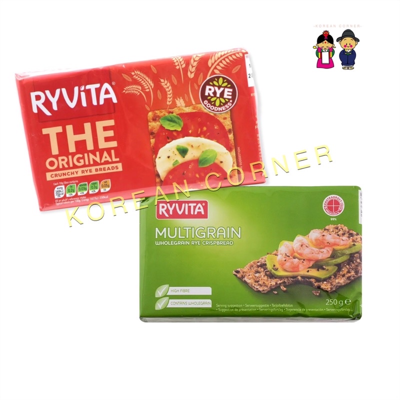 ขนมปังอบกรอบไรย์ ธัญพืช Low Fat • Vegan • Original • Ryvita Wholegrain Rye Crispy bread biscuits cra