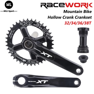 Racework XT Crankset พร้อมขาตั้งโซ่ 104BCD 32/34/36/38T สําหรับใช้ในการยึดโซ่