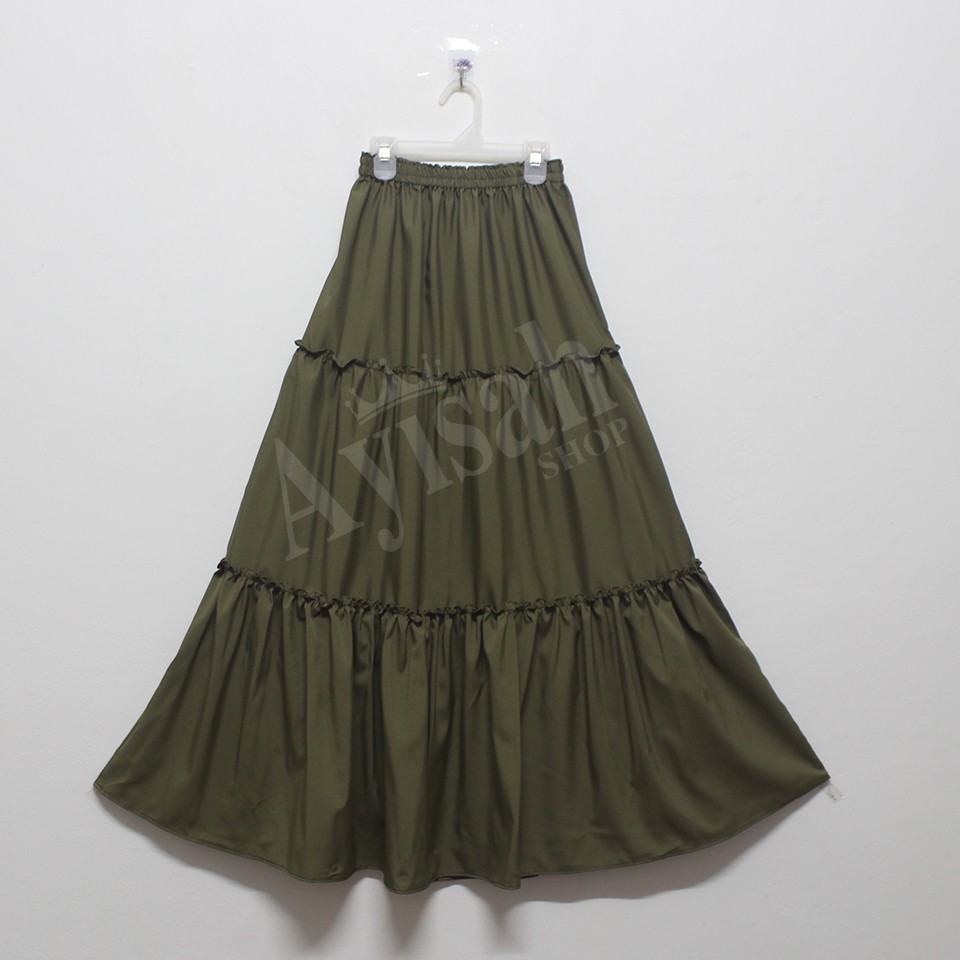 Long Skirtกระโปรงยาวผู้หญิง เอวยางยืด กระโปรงผ้าพื้นรุ่น 3 รุดนอกสองชั้น ใส่แล้วน่ารัก ใส่แล้วไม่ตกเทรนด์ SK-A18