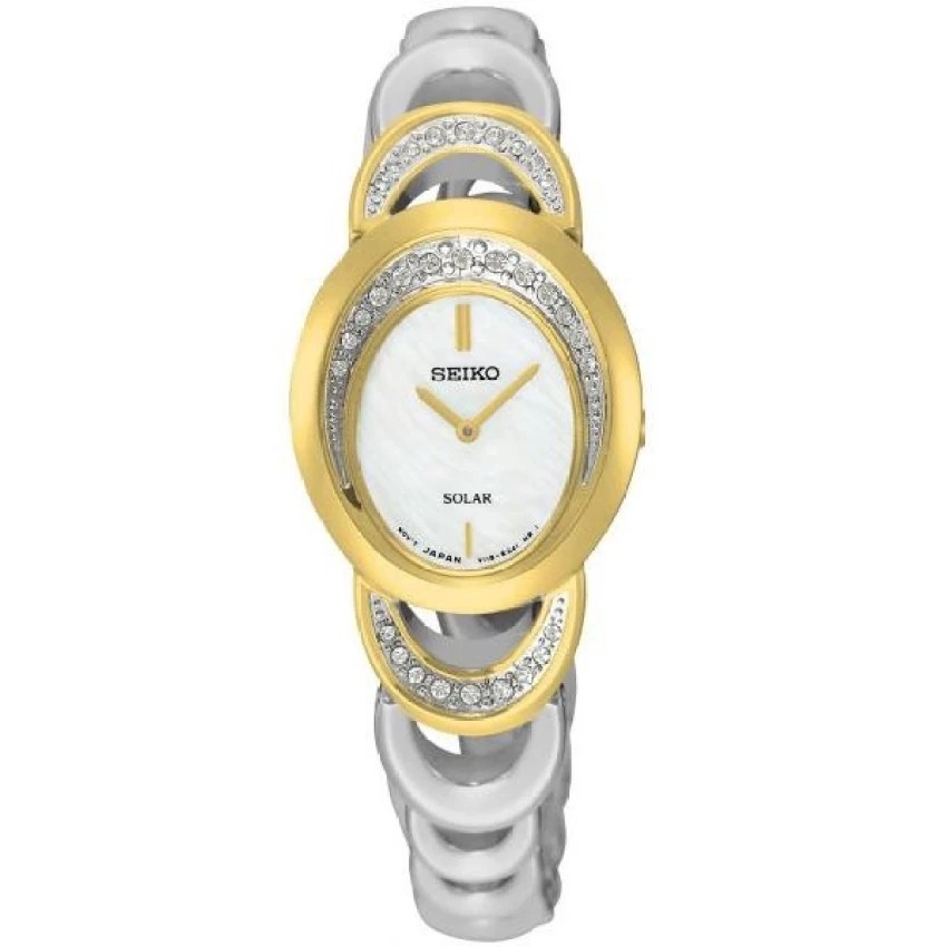SEIKO Solar นาฬิกาข้อมือผู้หญิง สายสแตนเลส 2 กษัตริย์ รุ่น SUP296P1 - สีทอง/สีเงิน