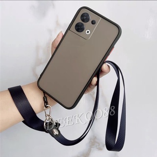 ใหม่ เคสโทรศัพท์มือถือ ผิวด้าน พร้อมสายคล้องคอ และเชือกคล้องคอ สําหรับ OPPO Reno 8 8Z 8Pro 7 7Z 7Pro 6 6Z 5G 4G 2022 Reno8 Reno7 Reno6 Z Pro