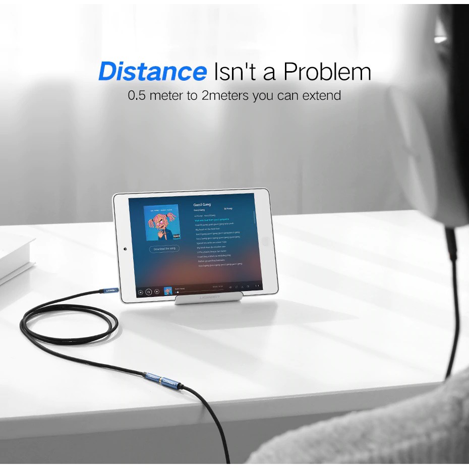 Ugreen 3.5mm Stereo Audio Extension Cable Aux trrs mic support สายต่อหูฟัง