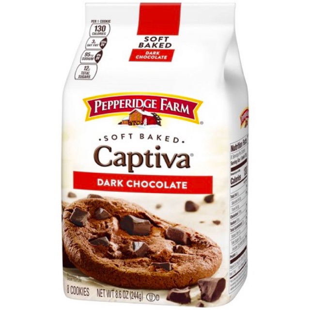 คุ้กกี้นิ่ม ดาร์ค ช็อกโกแลต อร่อย เข้มข้น captiva soft baked dark chocolate cookies Pepperidge farm จากอเมริกา 244g
