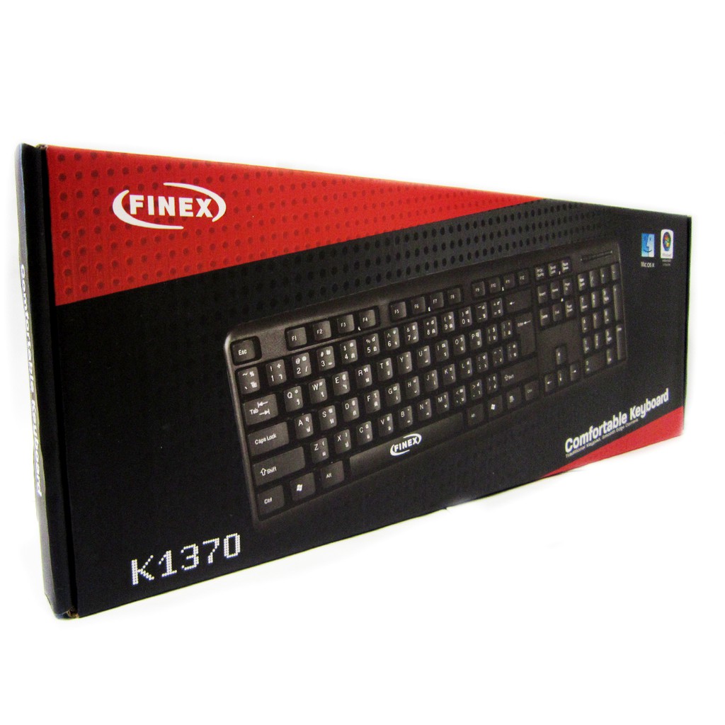 Finex K1370 ส่งKERRYประกันศูนย์ 1ปี USB KEBOARD คีย์บอร์ดมีสายUSB ราคาถูก สีดำ