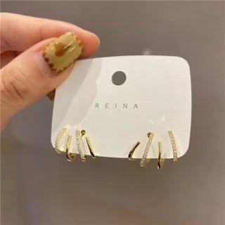 ต่างหูสตั๊ด ประดับเพทาย สไตล์เกาหลี