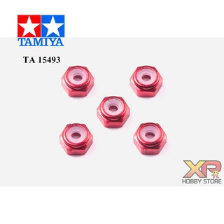 [Tamiya] 2mm Aluminum Lock Nut (Red,5pcs) (TA 15493)