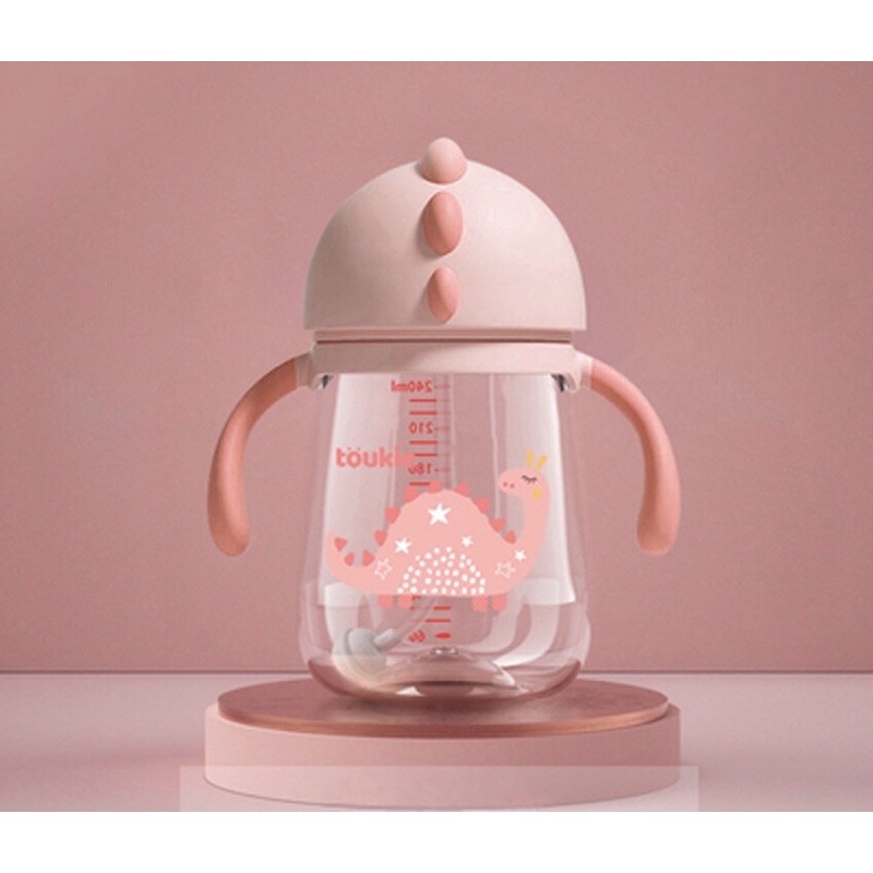 แก้วหัดดื่ม TouKie Tritan ไดโนเสาร์ แถมแปรงล้างหลอด แก้วหัดดูด แก้วเลิกขวดนม