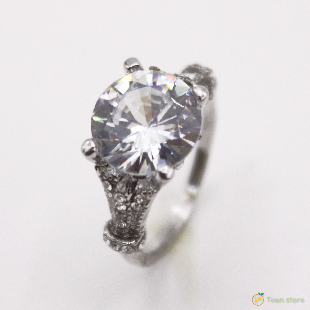 ♡♥♡ Crystal Ring Shiny Sparkling Large Round Rhinestone Women Wedding ...