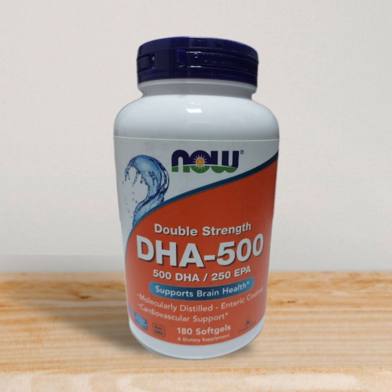 (แท้💯%พร้อมส่ง) ดีเอชเอ DHA-500/EPA-250 Double Strength 180 Softgels - Now Foods ziหมดอายุ 01/2025