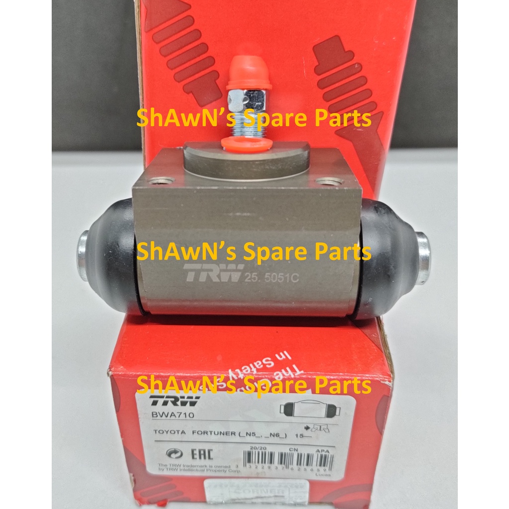 TRW ปั๊มเบรคหลัง Toyota Hilux KUN25 KUN26 GUN125 GUN126 GUN135 / Fortuner KUN50 TGN51 ล้อกระบอกเบรค 