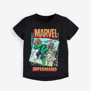 เสื้อเด็กน่ารัก เสื้อยืดเด็ก ลายรวมฮีโร่ marvel สีดำ