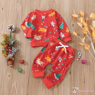 Babygarden- เสื้อแขนยาว พิมพ์ลายกวาง ต้นคริสต์มาส และกางเกงเอวยางยืด สําหรับเด็กผู้ชาย 0-3 ปี 2 ชิ้น