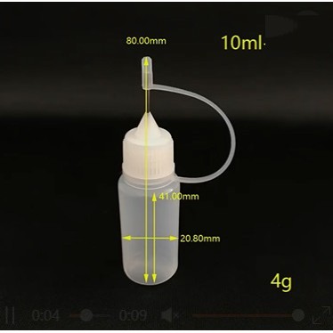 10ml สีขาวขุ่น ขวดหยด หัวเข็ม สำหรับใส่ของเหลว น้ำยา น้ำมัน