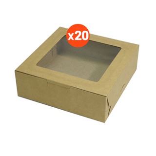 555paperplus กล่องบราวนี่,กล่องขนมเปี๊ยะ12x12x4ซม.(20กล่อง) BK61W กล่องคราฟท์-ขาวล้วน กล่องคุ้กกี้ กล่องขนม