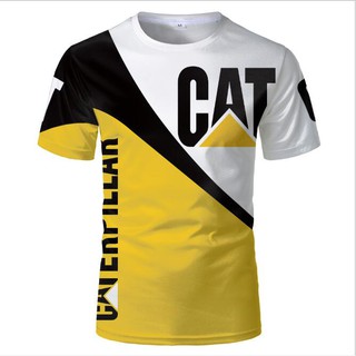 เสื้อยืดแขนสั้น พิมพ์ลาย Caterpillar 3 มิติ สีเหลือง สีขาว แฟชั่นฤดูร้อน สําหรับเด็กผู้ชาย