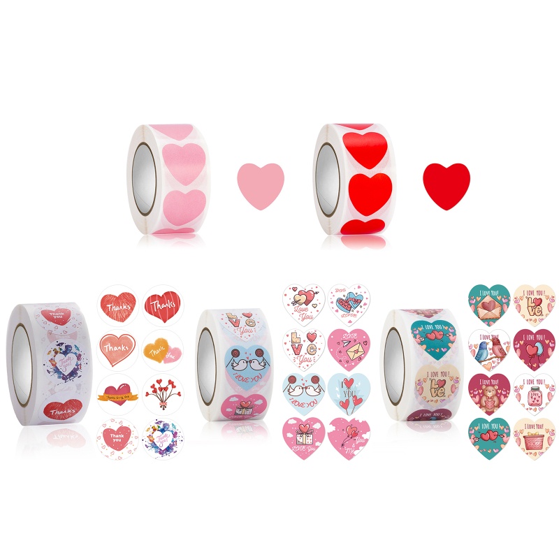 Stat 500pcs Love Heart สติ๊กเกอร์วันวาเลนไทน์วันเกิดป้ายซีล DIY กล่องบรรจุภัณฑ์เครื่องเขียน Decor