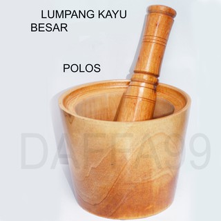 Set Lumpang Kayu Mahoni Ukuran Besar + Tumbukan Alu, Motif Coklat dan Natural