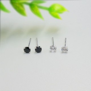 ต่างหูเงินแท้ 92.5%  จับเพชร CZ 3.5 mm ใส่ได้ หญิง ชาย ต่างหูเงินแท้ 100 Major Silver  :  1-4-SP3.5