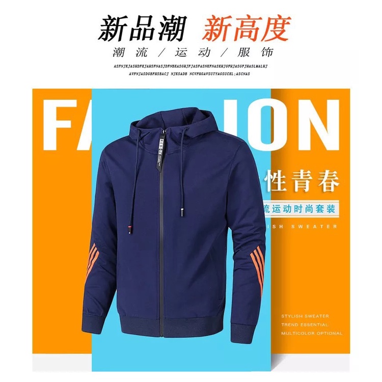 ส่งเร็ว ชุดวอร์ม เสื้อฮู้ดดี้ กางเกงวอร์ม แบบสวมหัว สไตล์สปอร์ต สําหรับผู้ชาย - รูปที่ 7