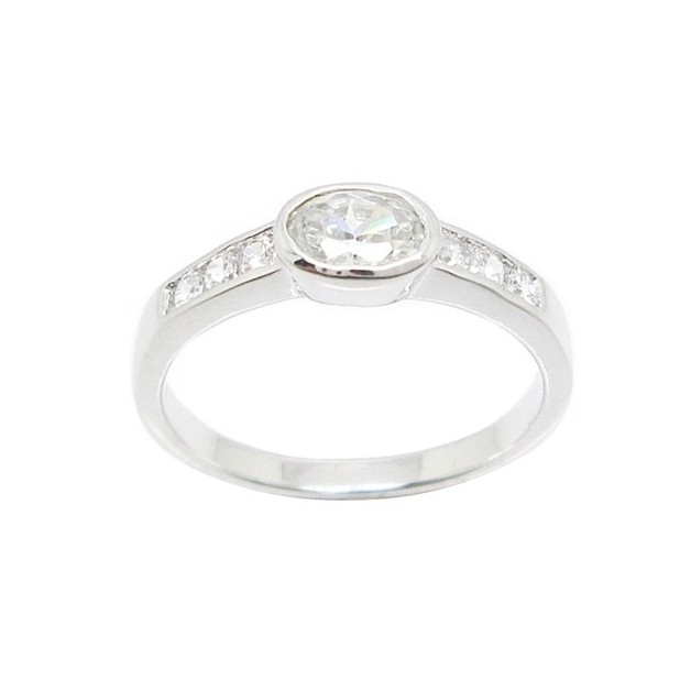 แหวนผู้หญิงมินิมอล แหวนผู้หญิงแฟชั่น แหวนประดับ เพชร cz แท้ ชุบทองคำขาว ชุบทองคำขาวแท้