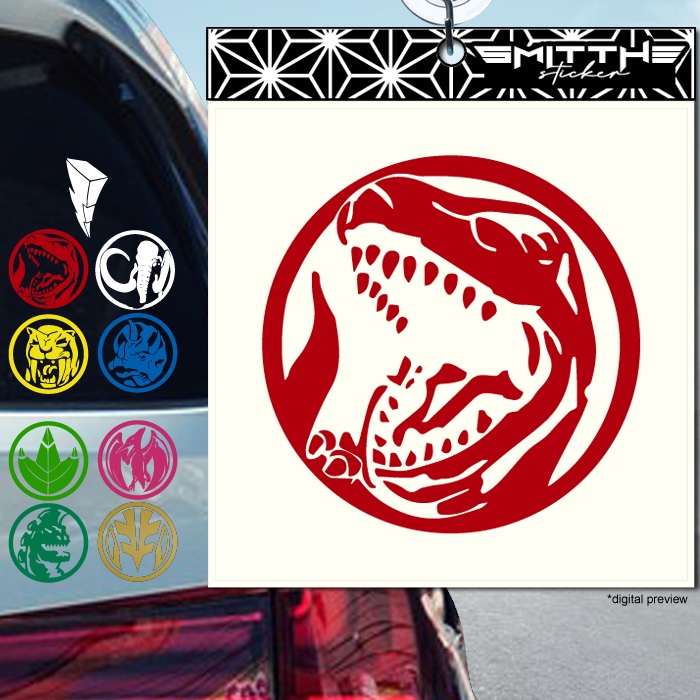 สติกเกอร์รูปลอก กันน้ํา ลาย Power Ranger Dinozord Dino สําหรับตกแต่งรถจักรยานยนต์